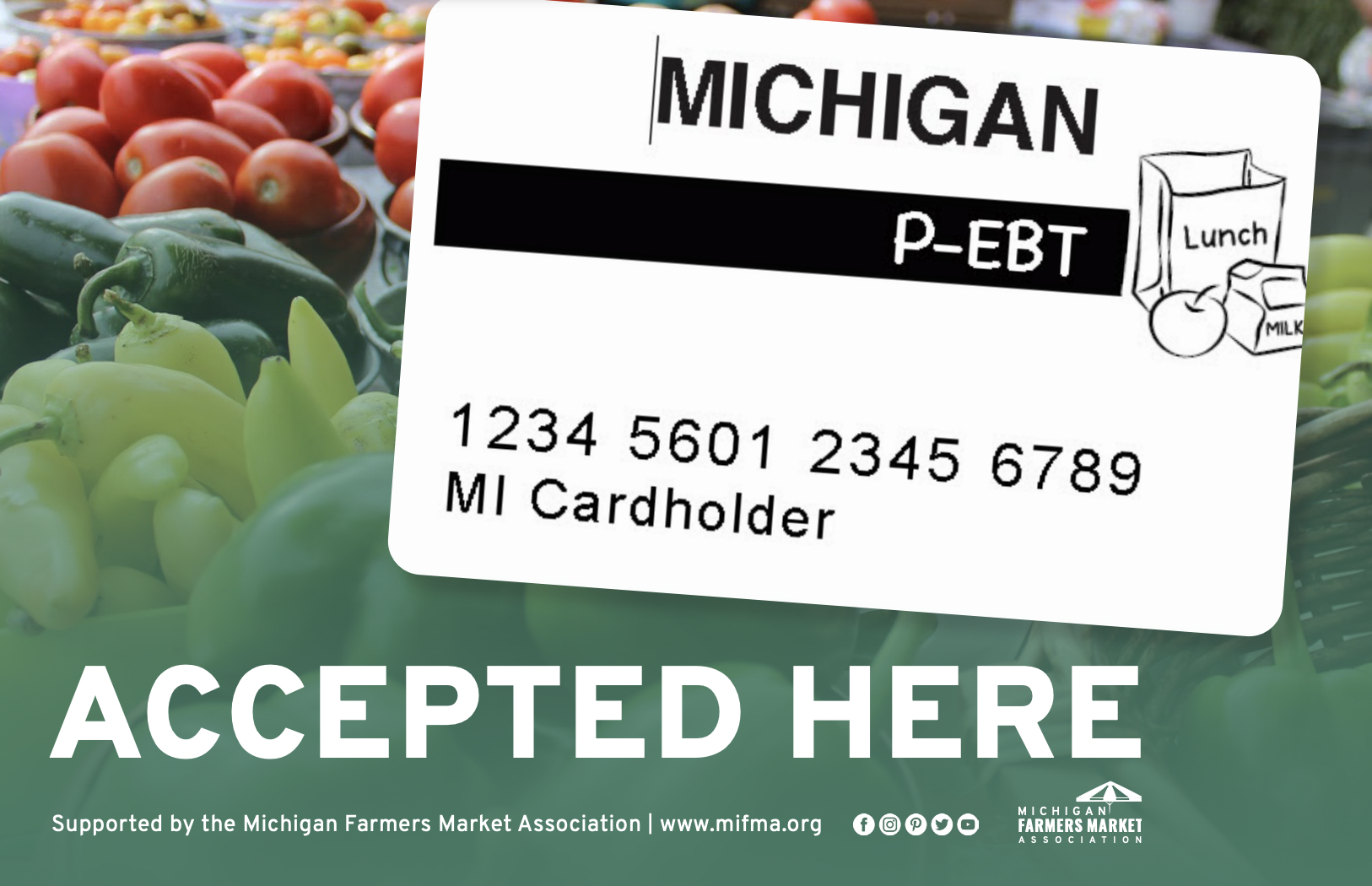 "PEBT Accepted Here" Printable Sign Michigan Farmers Market Association