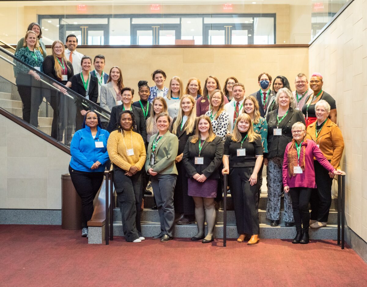 Produce Prescription Program advocates gather for a group photo in the Michigan State Capitol building.